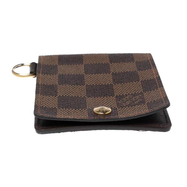 Pre Owned Louis Vuitton Brown Damier Ebene Canvas ID Card Lanyard Holder