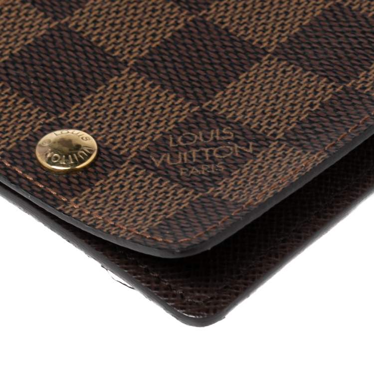 Pre Owned Louis Vuitton Brown Damier Ebene Canvas ID Card Lanyard Holder