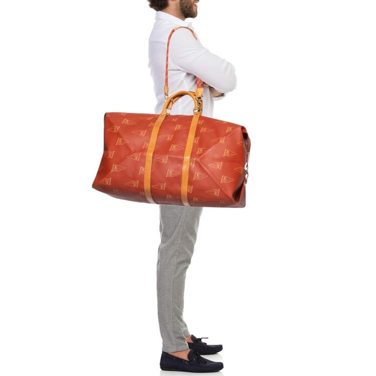 Pre Owned Louis Vuitton Red Coated Canvas America's Cup 1995 Duffle Bag