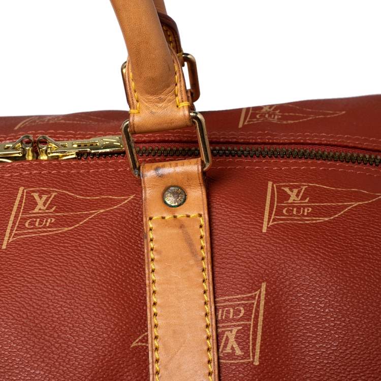 Pre Owned Louis Vuitton Red Coated Canvas America's Cup 1995 Duffle Bag