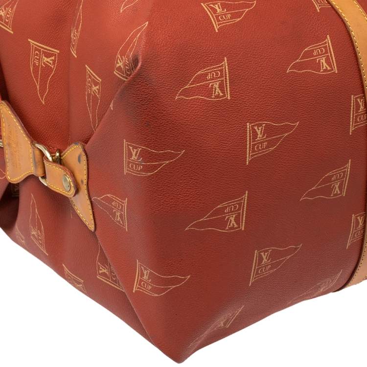 Pre Owned Louis Vuitton Red Coated Canvas America's Cup 1995 Duffle Bag