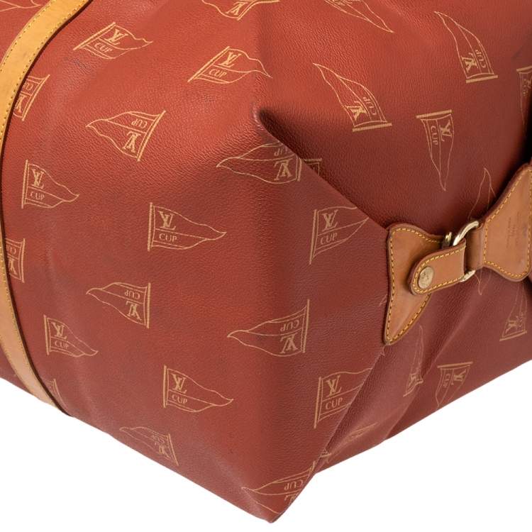 Pre Owned Louis Vuitton Red Coated Canvas America's Cup 1995 Duffle Bag