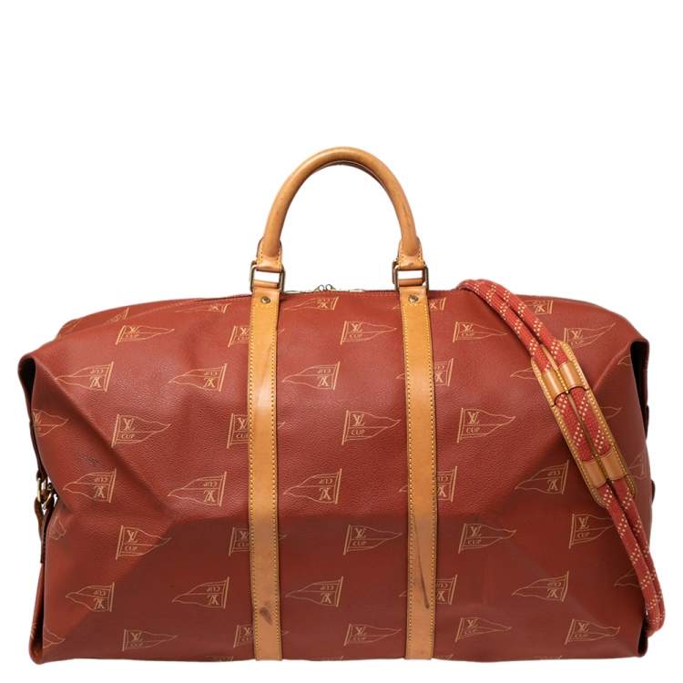 Pre Owned Louis Vuitton Red Coated Canvas America's Cup 1995 Duffle Bag