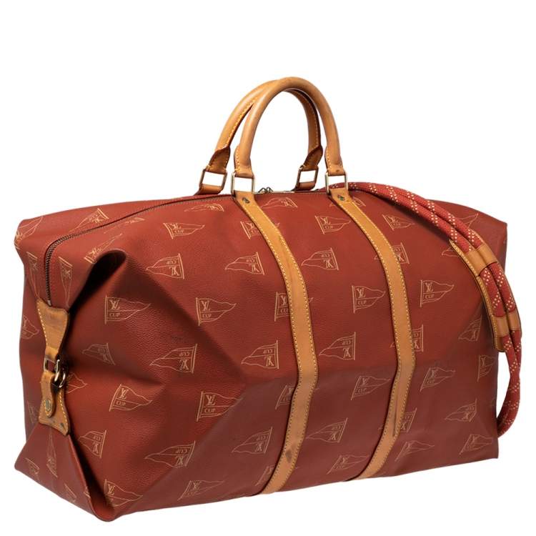 Pre Owned Louis Vuitton Red Coated Canvas America's Cup 1995 Duffle Bag