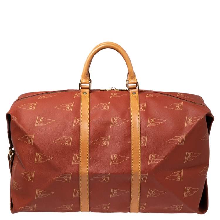 Pre Owned Louis Vuitton Red Coated Canvas America's Cup 1995 Duffle Bag