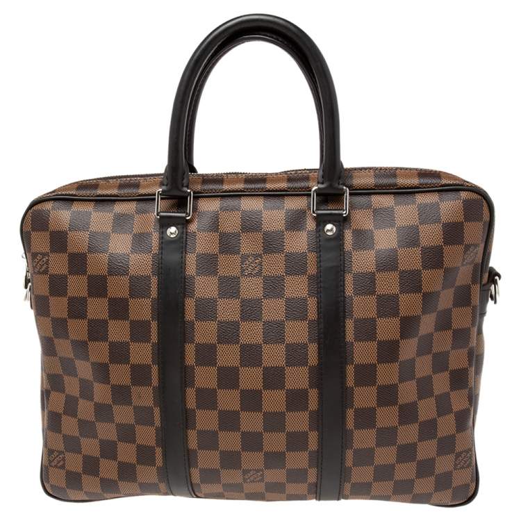 Pre Owned Louis Vuitton Damier Ebene Canvas Porte Documents Voyage PM Bag