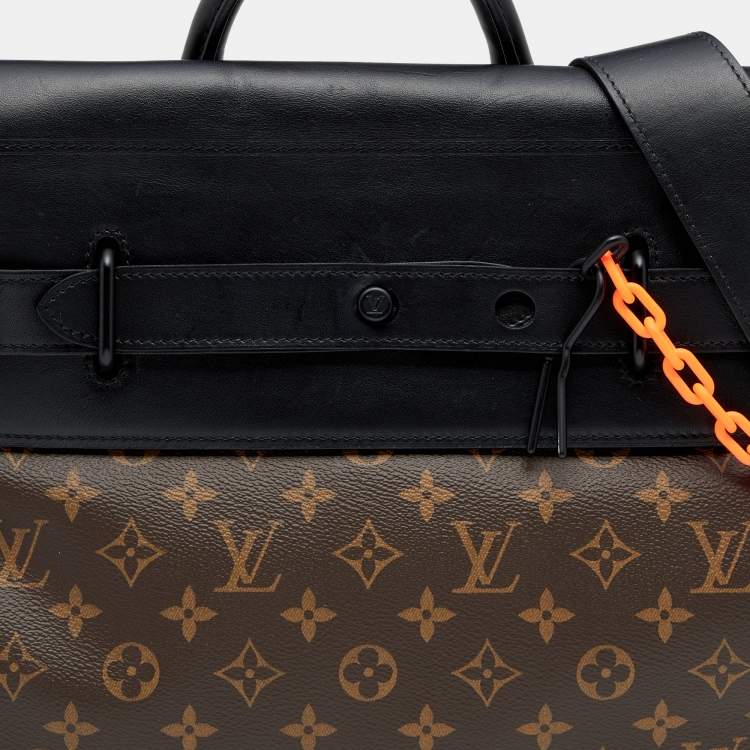 Pre Owned Louis Vuitton Black Leather and Monogram Canvas Solar Ray Steamer PM Bag