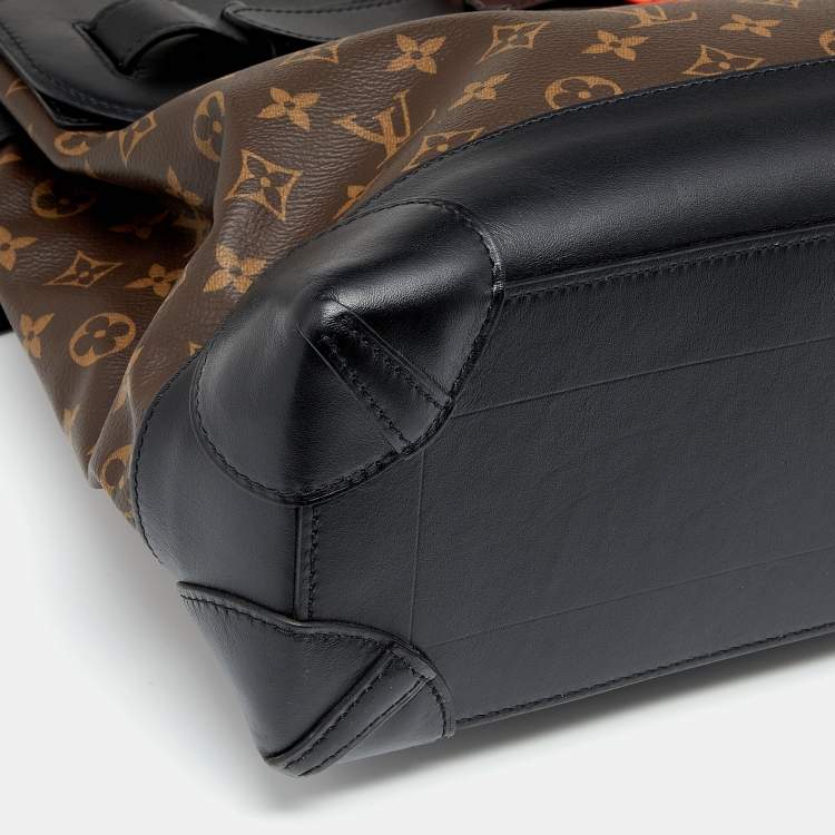 Pre Owned Louis Vuitton Black Leather and Monogram Canvas Solar Ray Steamer PM Bag