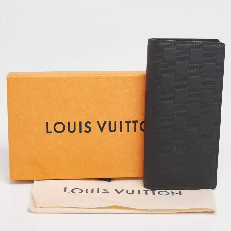 Pre Owned Louis Vuitton Black Damier Infini Leather Brazza Wallet