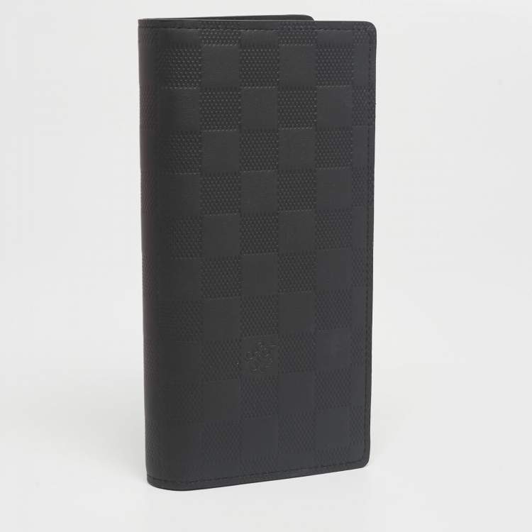 Pre Owned Louis Vuitton Black Damier Infini Leather Brazza Wallet