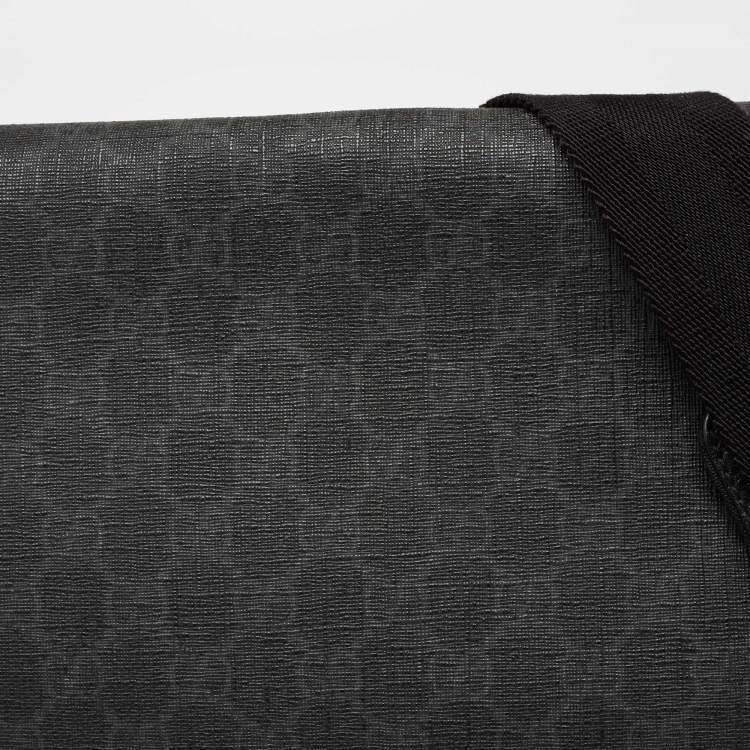 Pre Owned Gucci Black GG Coated Canvas Flap Messenger Bag