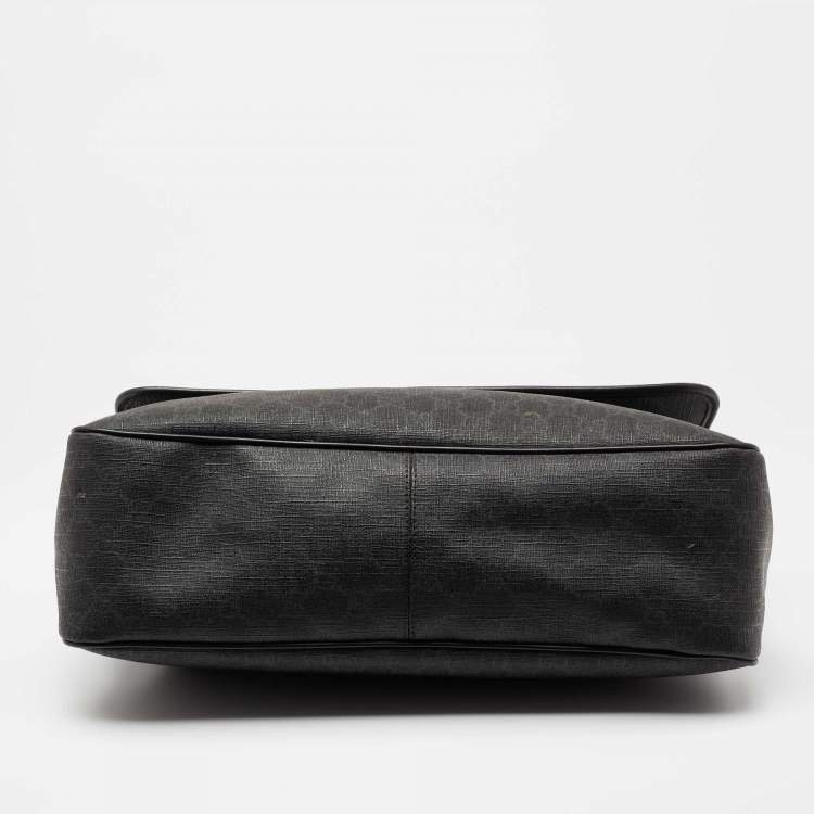 Pre Owned Gucci Black GG Coated Canvas Flap Messenger Bag