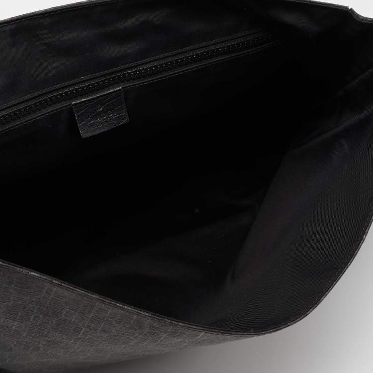 Pre Owned Gucci Black GG Coated Canvas Flap Messenger Bag