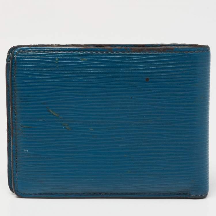 Pre Owned Louis Vuitton Cyan Epi Leather Multiple Wallet