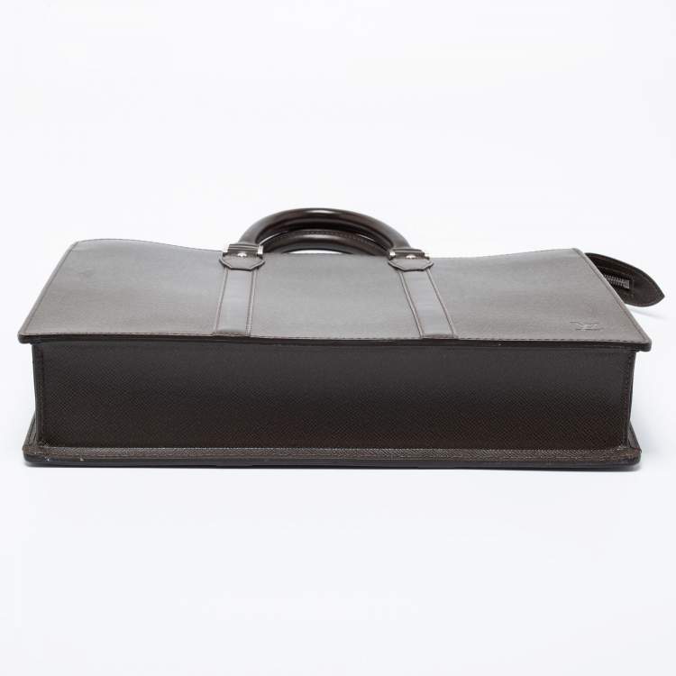 Pre Owned Louis Vuitton Brown Taiga Leather Lozan Briefcase