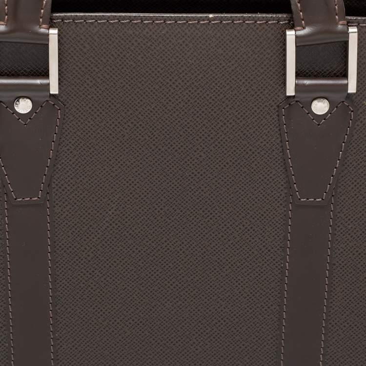 Pre Owned Louis Vuitton Brown Taiga Leather Lozan Briefcase