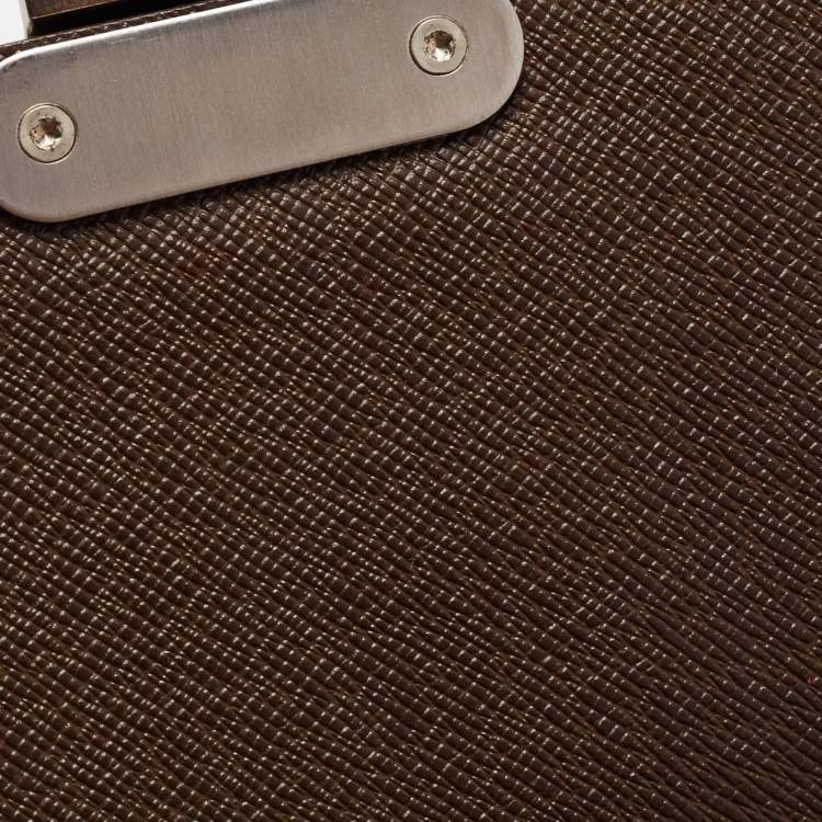 Pre Owned Louis Vuitton Brown Taiga Leather Minuto Portfolio Case