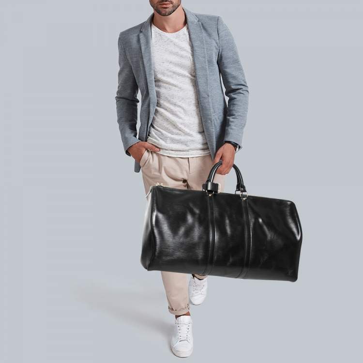 Pre Owned Louis Vuitton Black Epi Leather Keepall 55 Bag