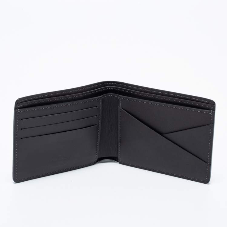 Pre Owned Louis Vuitton Dark Grey Leather Multiple Wallet
