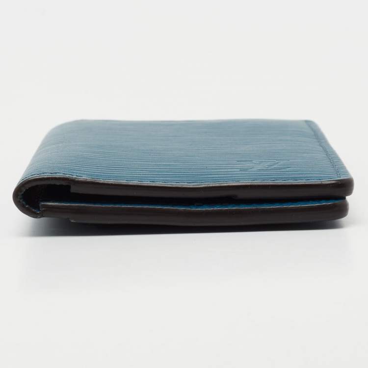 Pre Owned Louis Vuitton Bleu Celeste Epi Leather Bifold Pocket Organizer