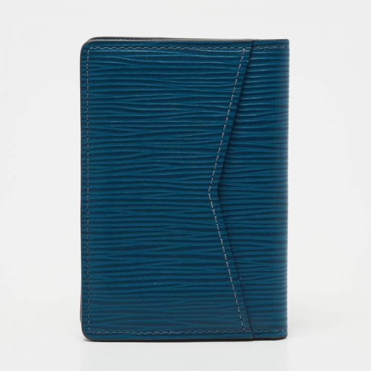 Pre Owned Louis Vuitton Bleu Celeste Epi Leather Bifold Pocket Organizer