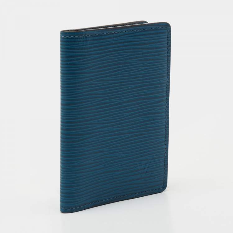 Pre Owned Louis Vuitton Bleu Celeste Epi Leather Bifold Pocket Organizer