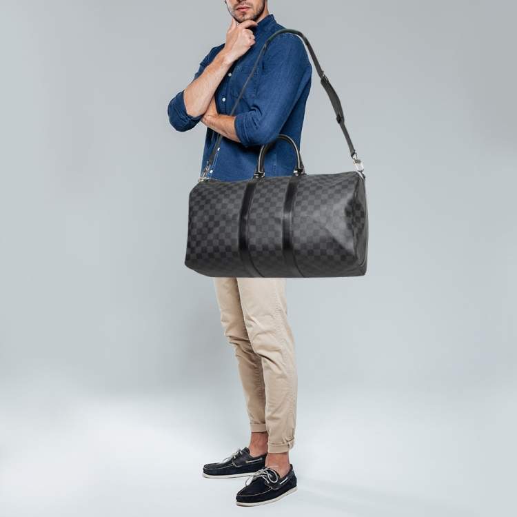 Louis Vuitton Damier Graphite Keepall Bandouliere 45 Duffle Bag with Strap