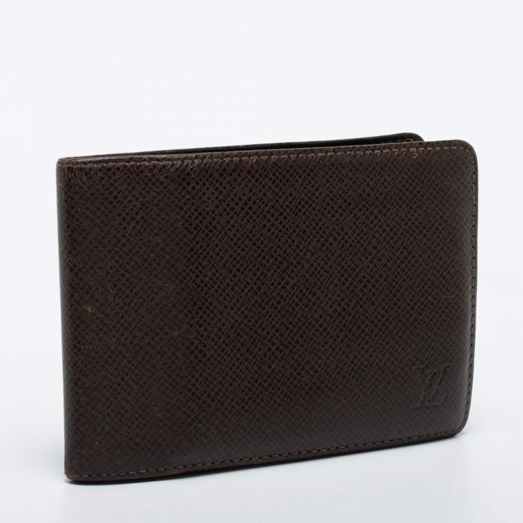 Pre Owned Louis Vuitton Brown Taiga Leather Slender Bifold Wallet