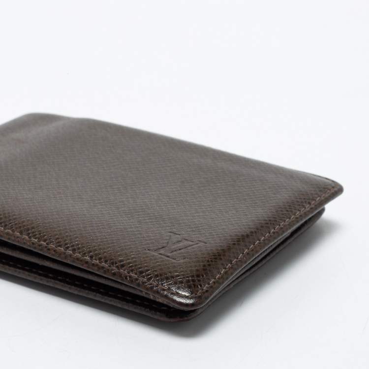 Pre Owned Louis Vuitton Brown Taiga Leather Slender Bifold Wallet