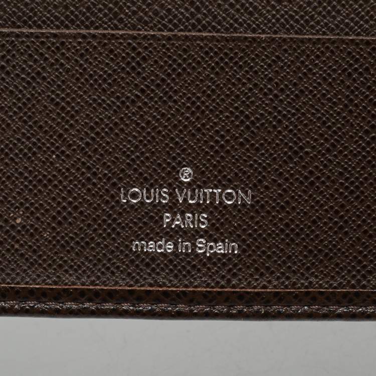 Pre Owned Louis Vuitton Brown Taiga Leather Slender Bifold Wallet