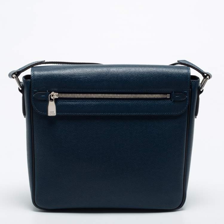Pre Owned Louis Vuitton Blue Taiga Leather Roman PM Messenger Bag