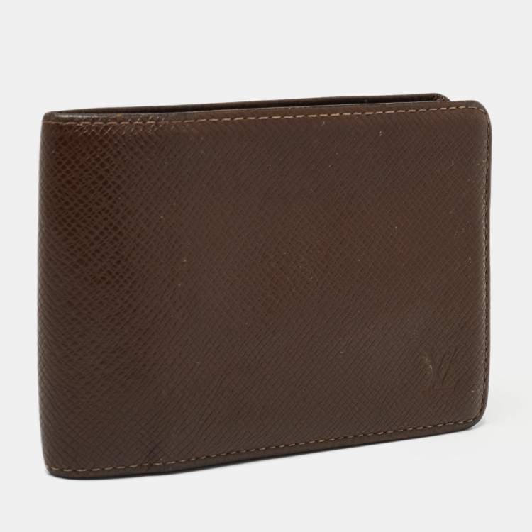 Pre Owned Louis Vuitton Brown Leather Bifold Compact Wallet