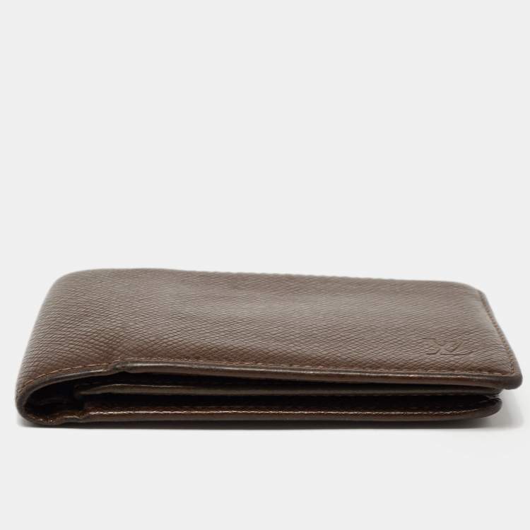 Pre Owned Louis Vuitton Brown Leather Bifold Compact Wallet