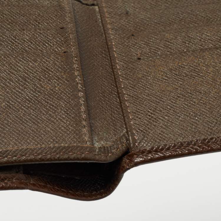 Pre Owned Louis Vuitton Brown Leather Bifold Compact Wallet