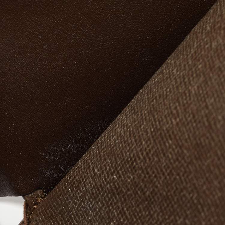 Pre Owned Louis Vuitton Brown Leather Bifold Compact Wallet