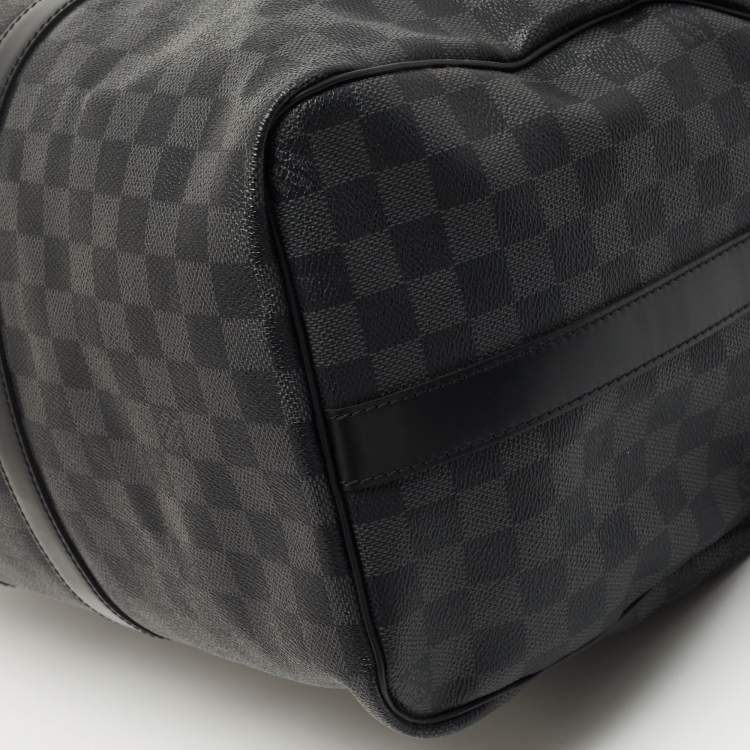 Pre Owned Louis Vuitton Damier Graphite Canvas and Leather Keepall Bandouliere 45 Bag