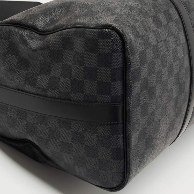 Pre Owned Louis Vuitton Damier Graphite Canvas and Leather Keepall Bandouliere 45 Bag