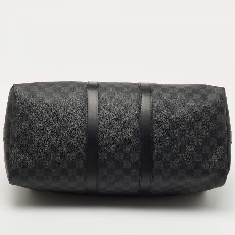 Pre Owned Louis Vuitton Damier Graphite Canvas and Leather Keepall Bandouliere 45 Bag
