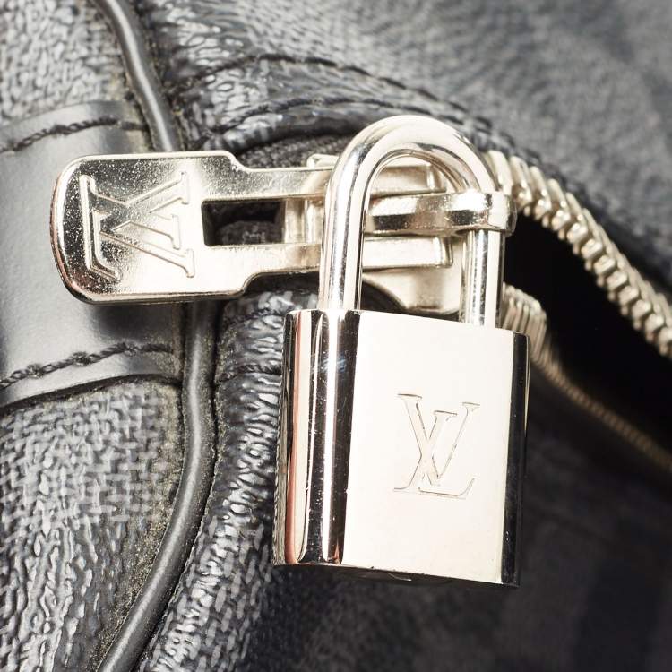 Pre Owned Louis Vuitton Damier Graphite Canvas and Leather Keepall Bandouliere 45 Bag