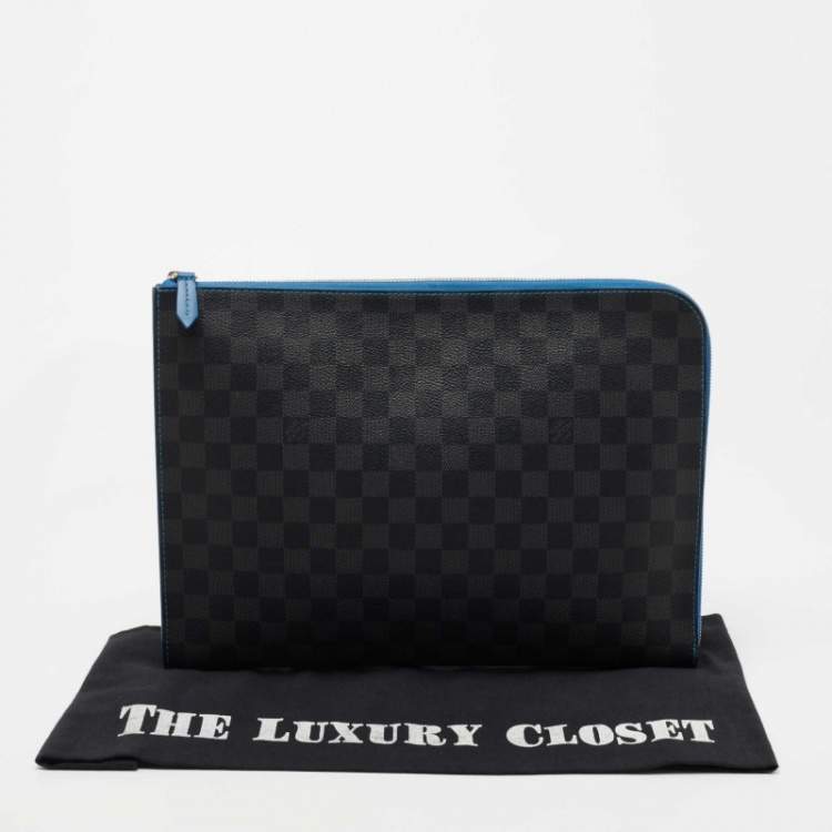Pre Owned Louis Vuitton Blue Damier Graphite Canvas Pochette Jour GM 
