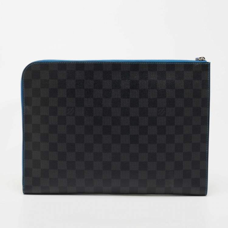Pre Owned Louis Vuitton Blue Damier Graphite Canvas Pochette Jour GM 
