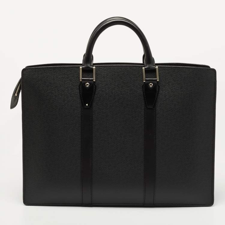 Pre Owned Louis Vuitton Black Taiga Leather Lozan Briefcase