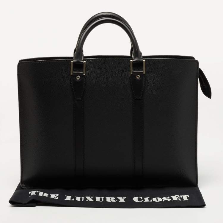 Pre Owned Louis Vuitton Black Taiga Leather Lozan Briefcase
