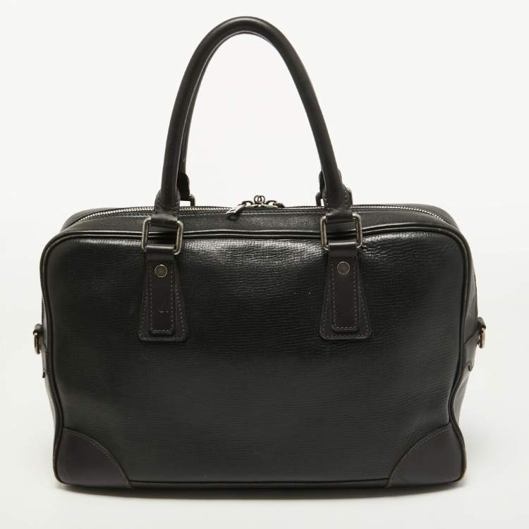 Pre Owned Louis Vuitton Charcoal Black Leather Utah Acoma Bag