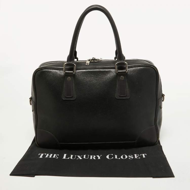Pre Owned Louis Vuitton Charcoal Black Leather Utah Acoma Bag