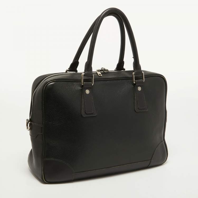 Pre Owned Louis Vuitton Charcoal Black Leather Utah Acoma Bag