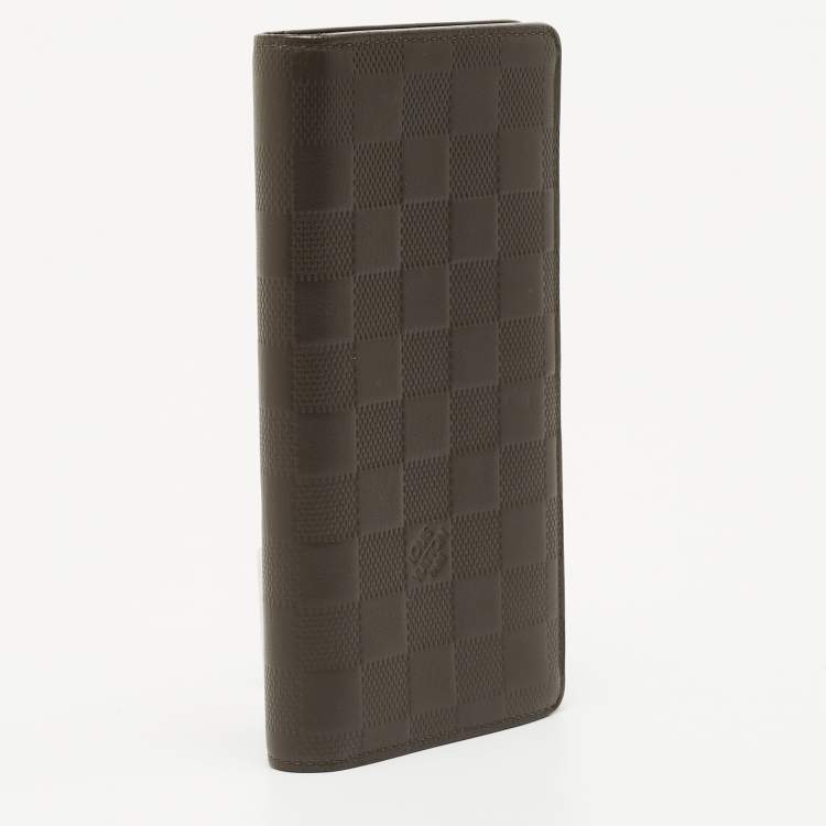 Pre Owned Louis Vuitton Olive Green Damier Infini Leather Brazza Wallet