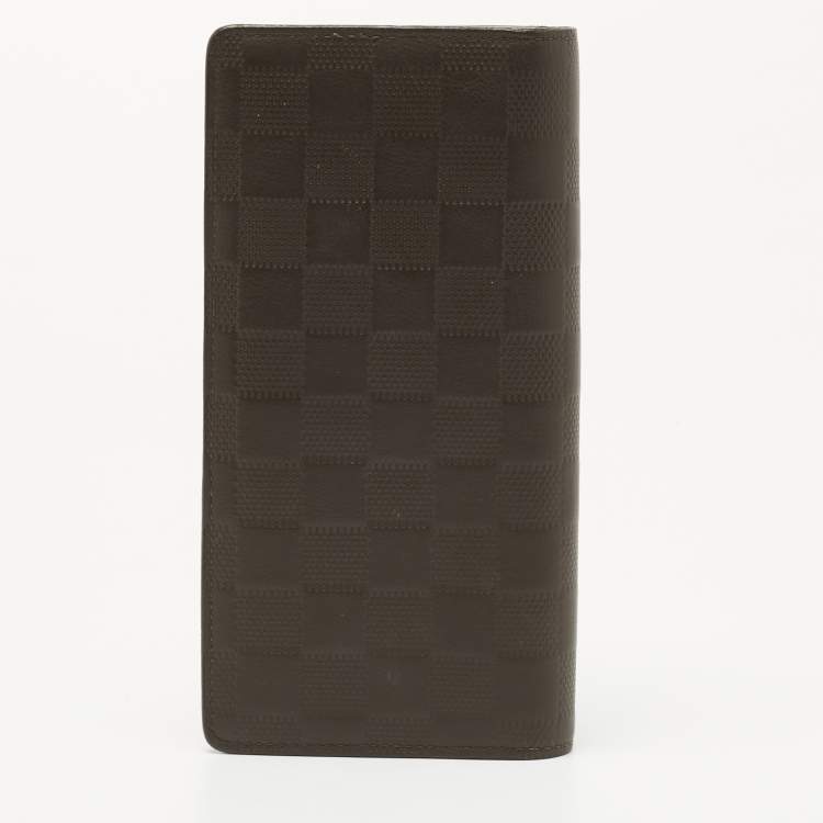 Pre Owned Louis Vuitton Olive Green Damier Infini Leather Brazza Wallet