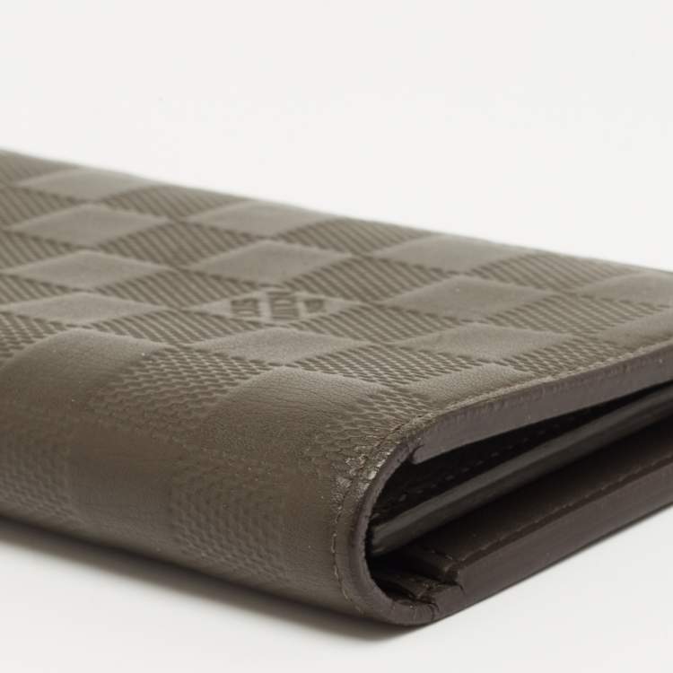 Pre Owned Louis Vuitton Olive Green Damier Infini Leather Brazza Wallet