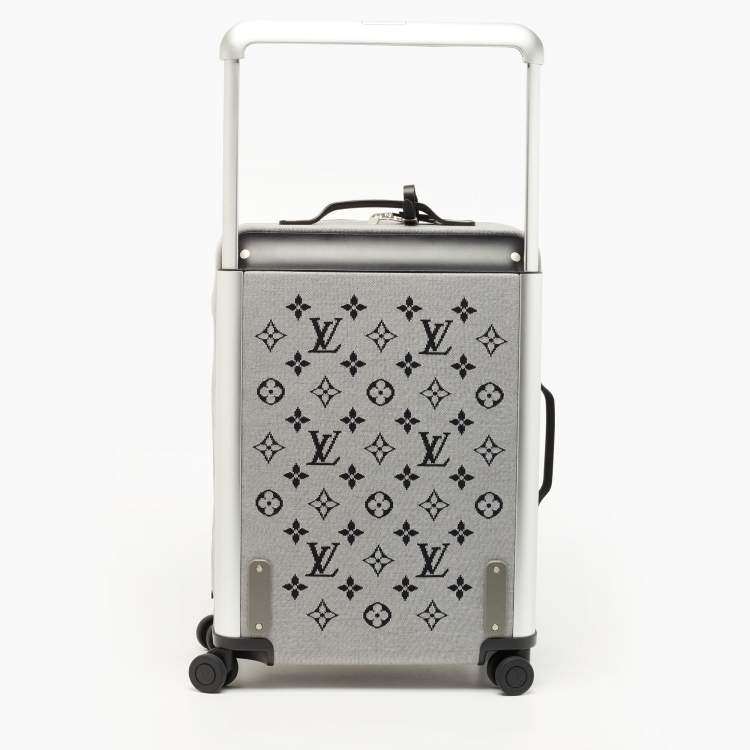 Pre Owned Louis Vuitton Grey Jacquard Knit Monogram Soft Horizon 55 Luggage